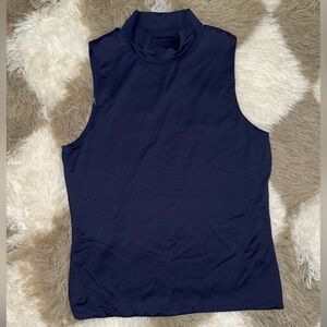 Navy Sleeveless Turtleneck Tank Top